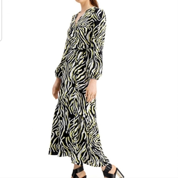 Macy's Bar III Zebra Print Maxi Wrap Dress - Picture 2 of 6